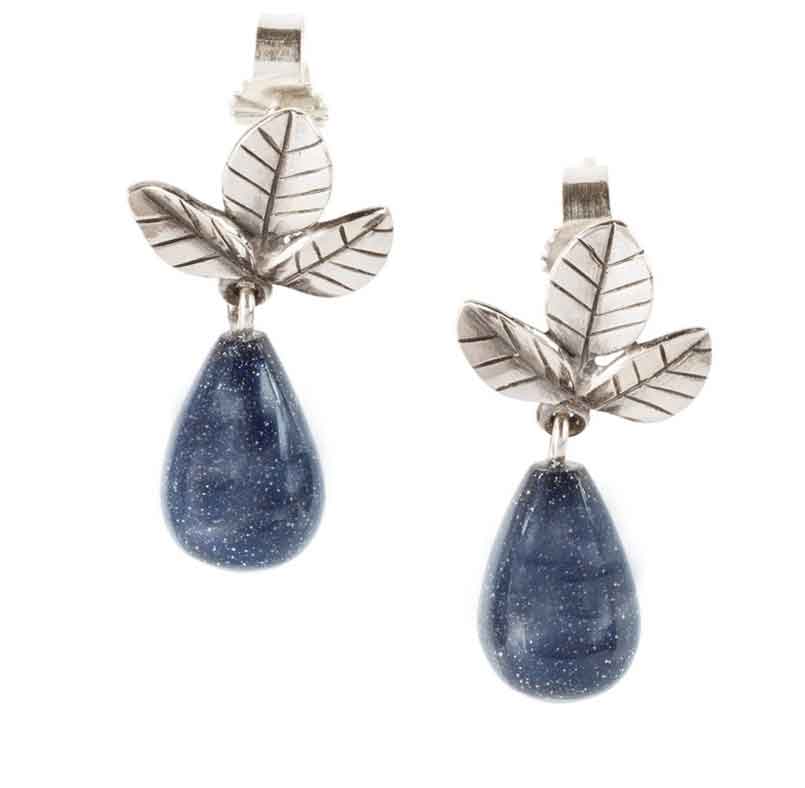 Blätter der Stärke Ohrstecker mit Blauem Goldstein TAGEA-00128