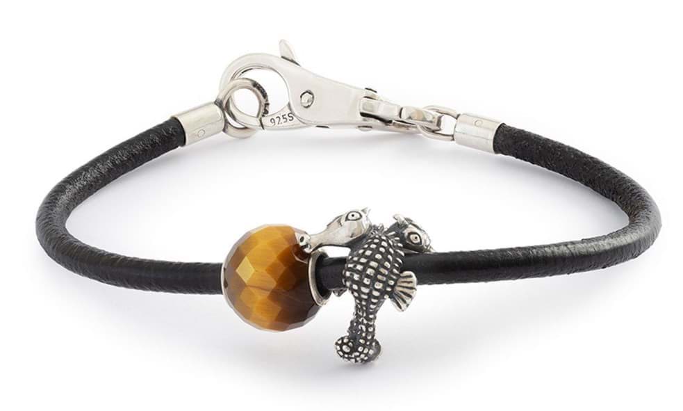  Seepferdchen "Leder oder Silber Armband & Tigerauge
