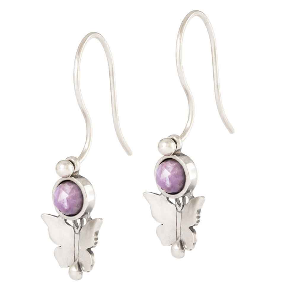 Schmetterlingskuss Ohrringe mit Purple Jade