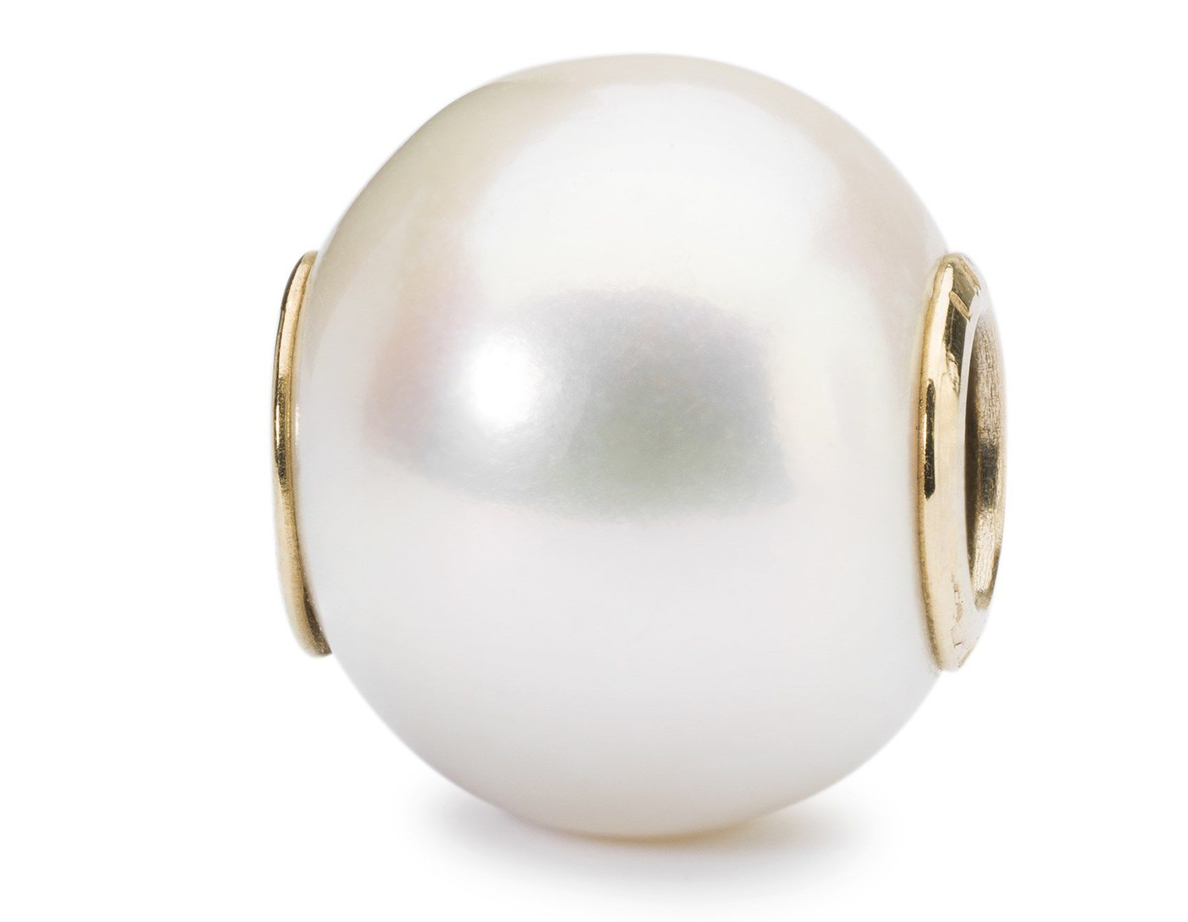 Trollbeads Weiße Perle TAGBE-00086  750/er Gold